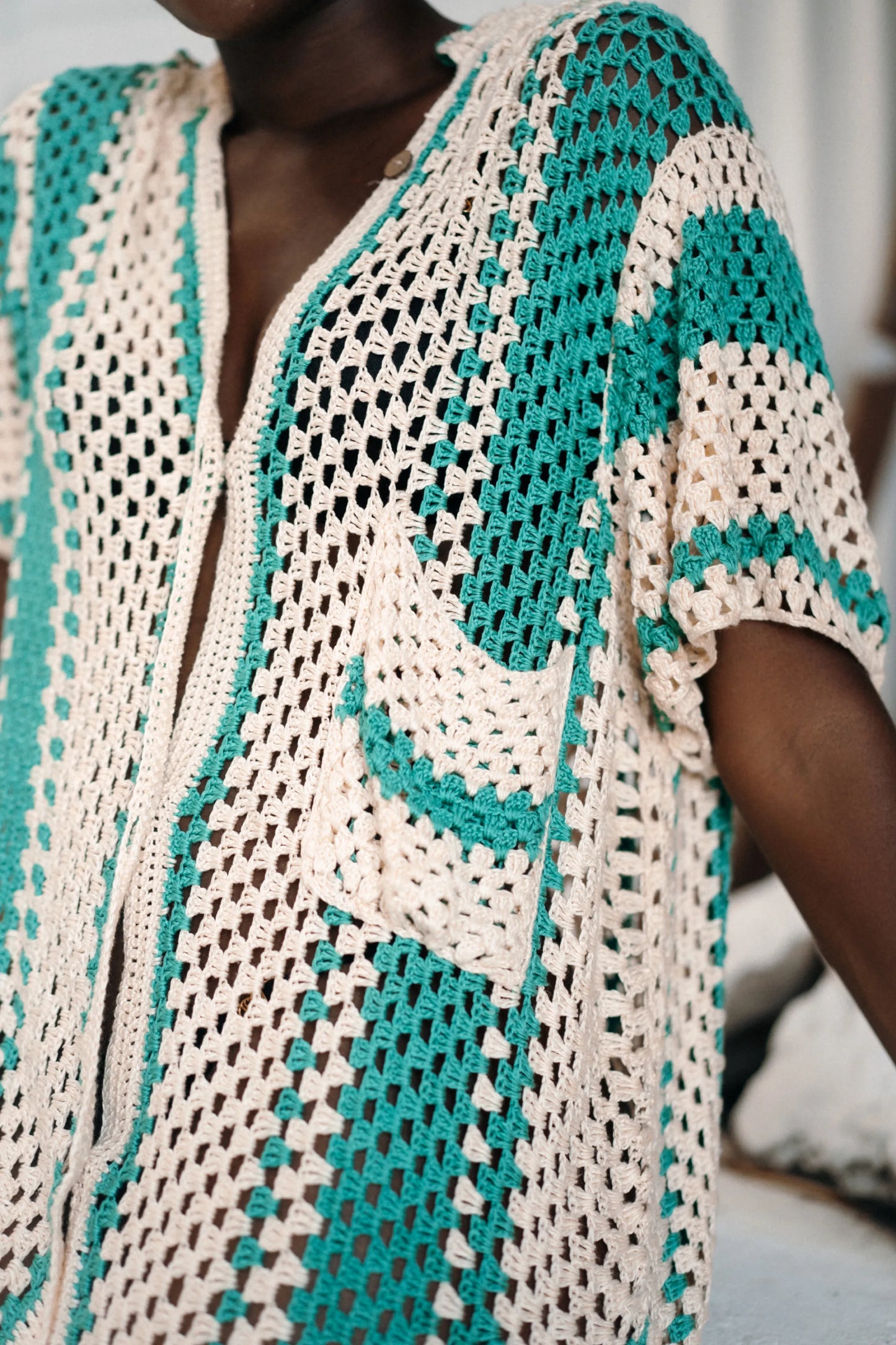 SAVERA CROCHET SHIRT DRESS